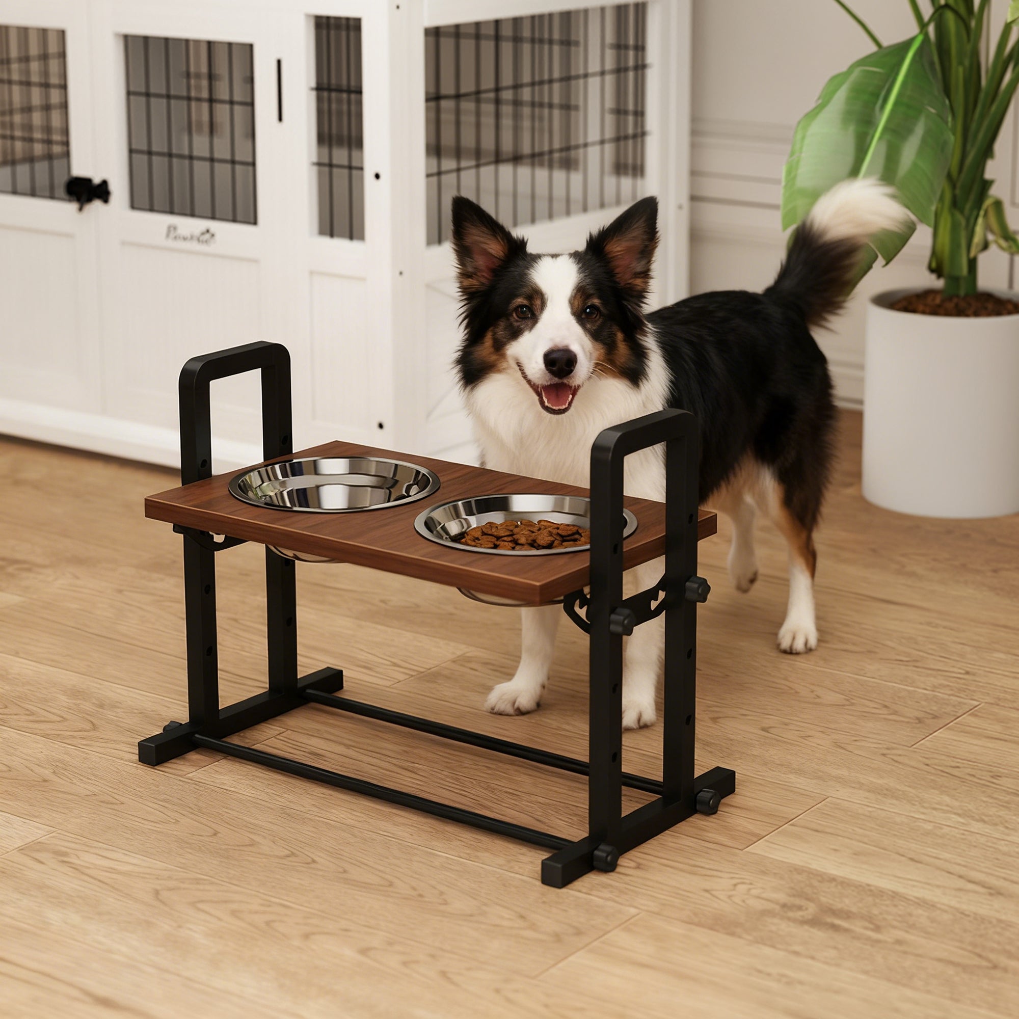 Miski metalowe na stojaku