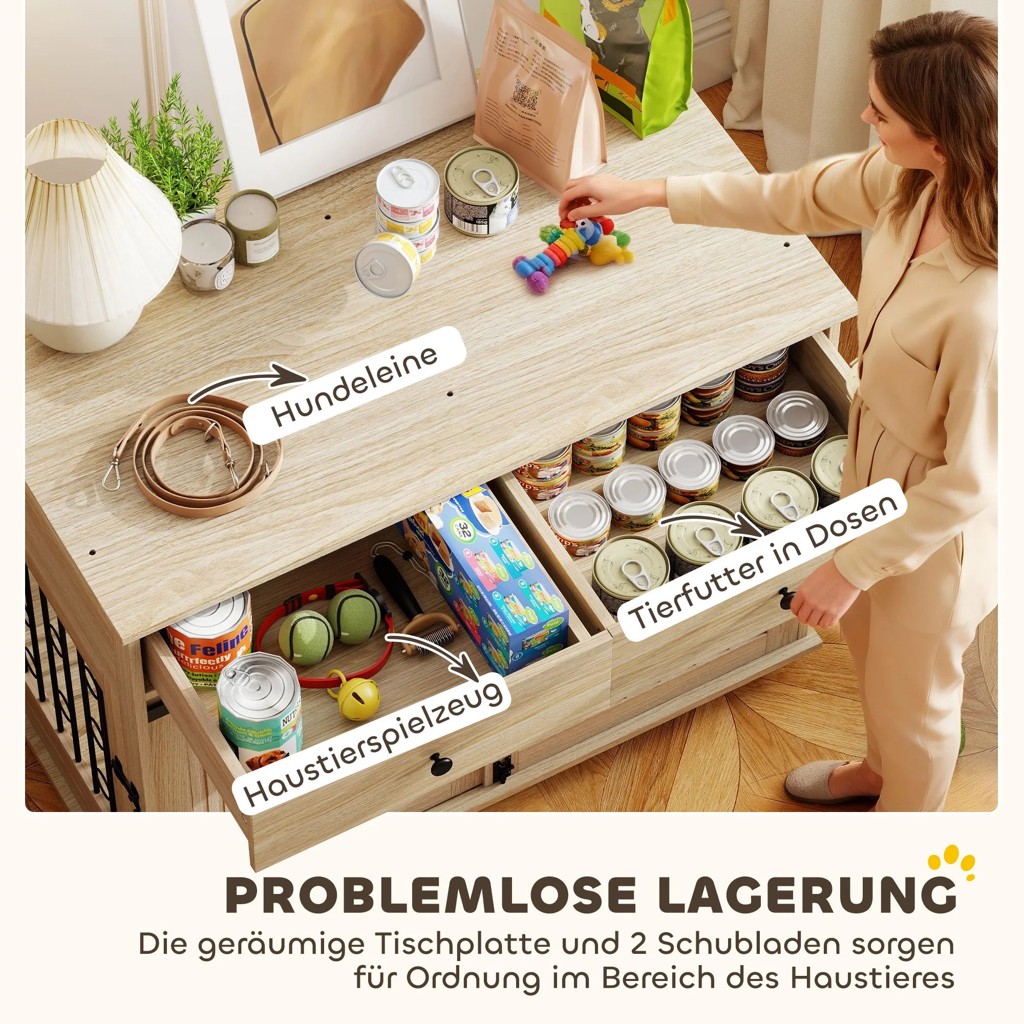 PawHut – Klatka kennelowa z szufladami i kółkami