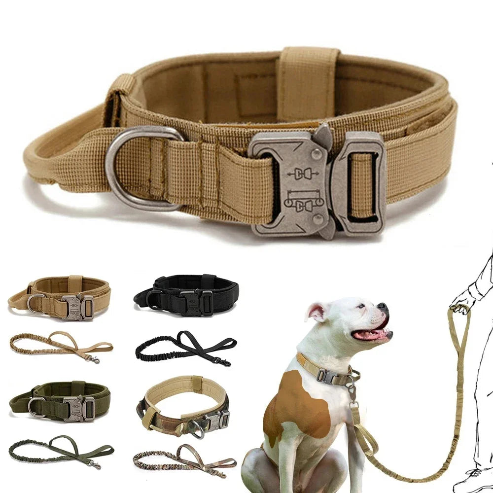 Tactical Dog Collar Set Adjustable Nylon Military Dog Collar Leash For Training Medium Large Dogs German Shepherd Pet Products