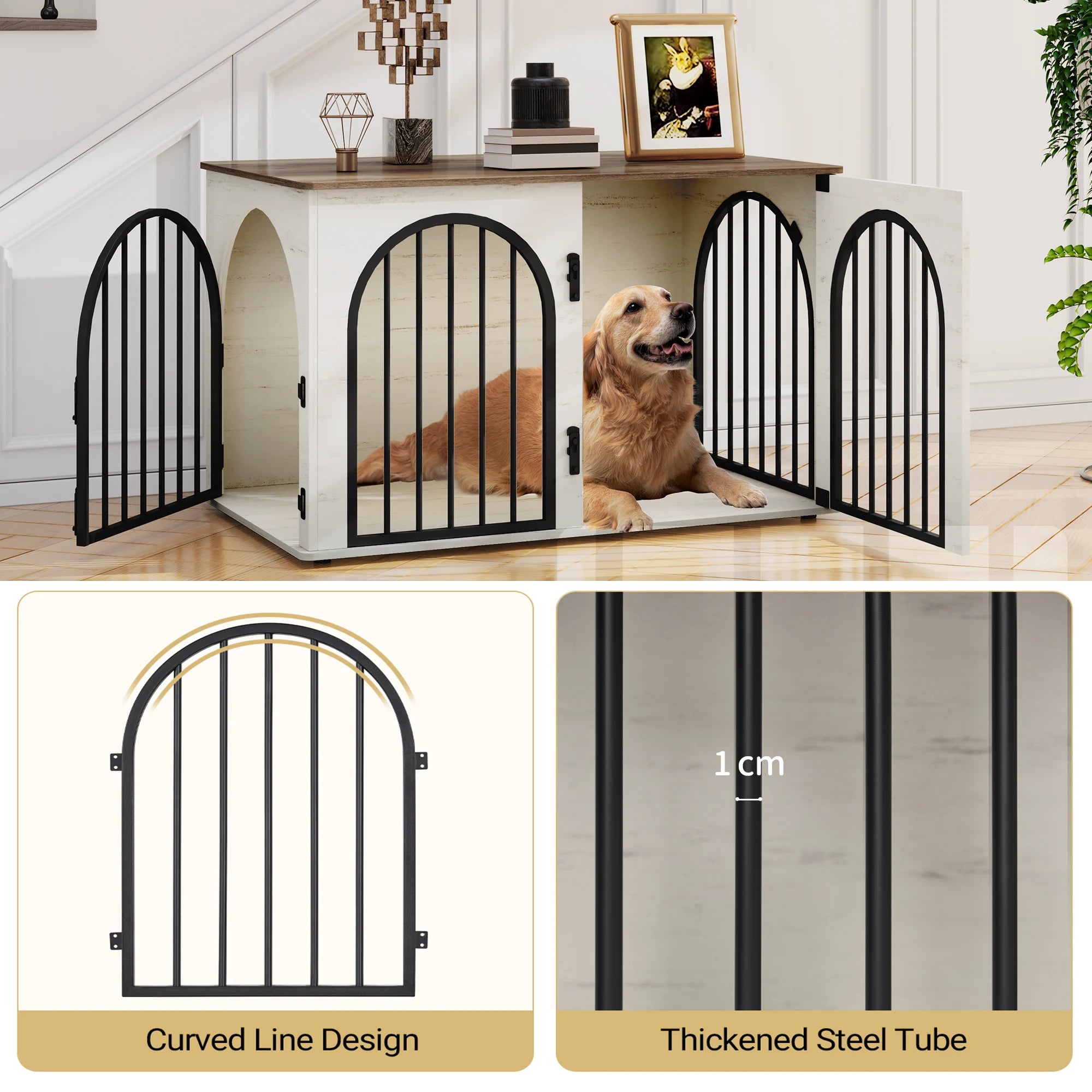 Klatka kennelowa – mebel premium z łukowymi drzwiami