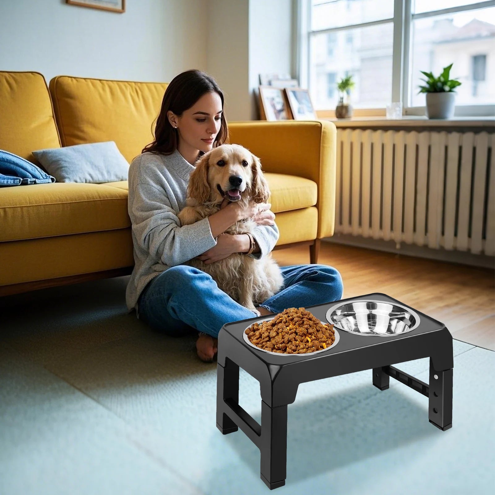 Miski metalowe na stojaku