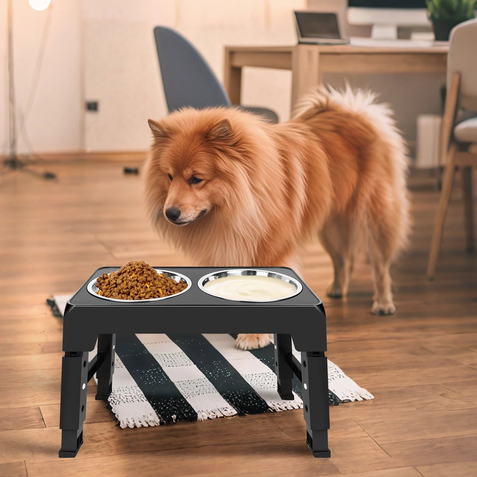 Miski metalowe na stojaku